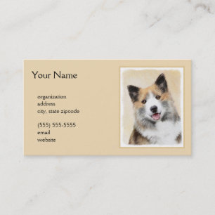 Icelandic Sheepdog Painting - Original Dog Art Business Card
