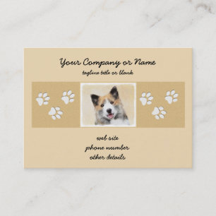 Icelandic Sheepdog Painting - Original Dog Art Business Card