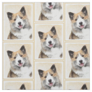 Icelandic Sheepdog Painting - Original Dog Art Fabric
