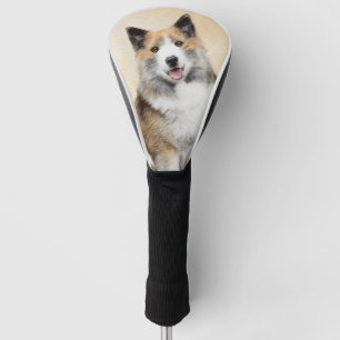 Icelandic Sheepdog Painting - Original Dog Art Golf Head Cover