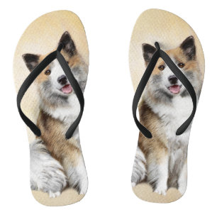 Icelandic Sheepdog Painting - Original Dog Art Jandals