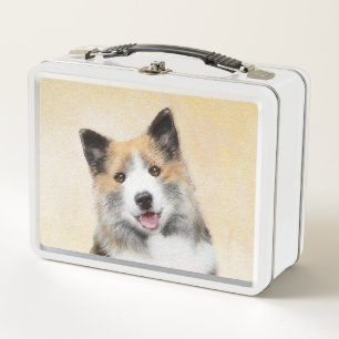 Icelandic Sheepdog Painting - Original Dog Art Metal Lunch Box