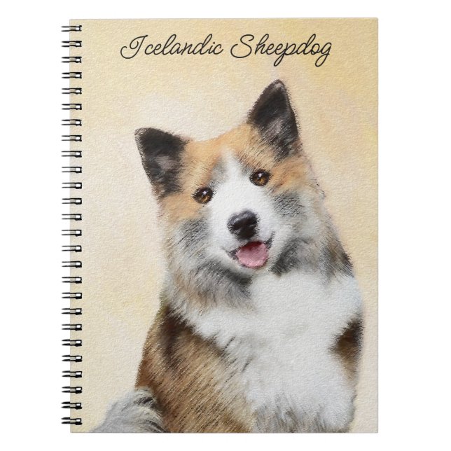 Icelandic Sheepdog Painting - Original Dog Art Notebook (Front)