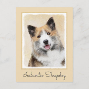 Icelandic Sheepdog Painting - Original Dog Art Postcard