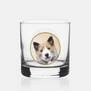 Icelandic Sheepdog Painting - Original Dog Art Whiskey Glass