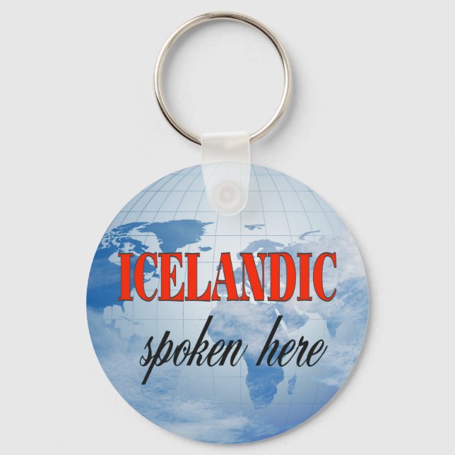 Icelandic spoken here cloudy earth key ring (Front)