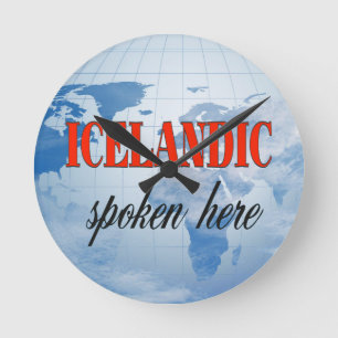 Icelandic spoken here cloudy earth round clock