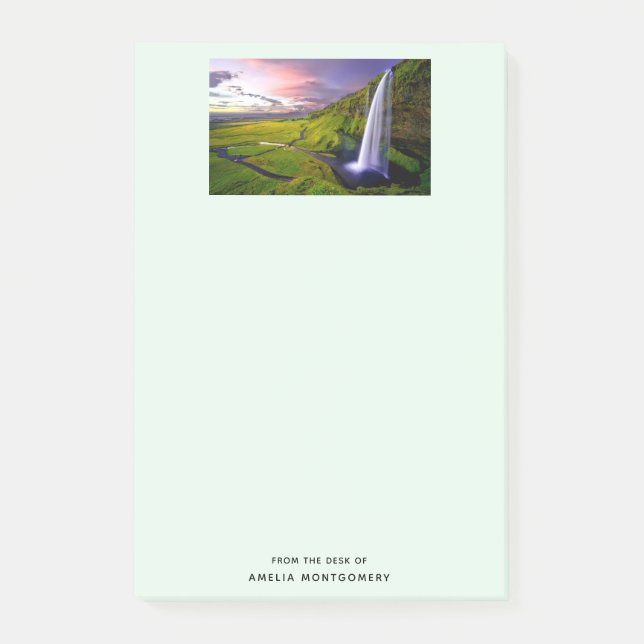 Icelandic Waterfall Green Nature Photo Post-it Notes (Front)