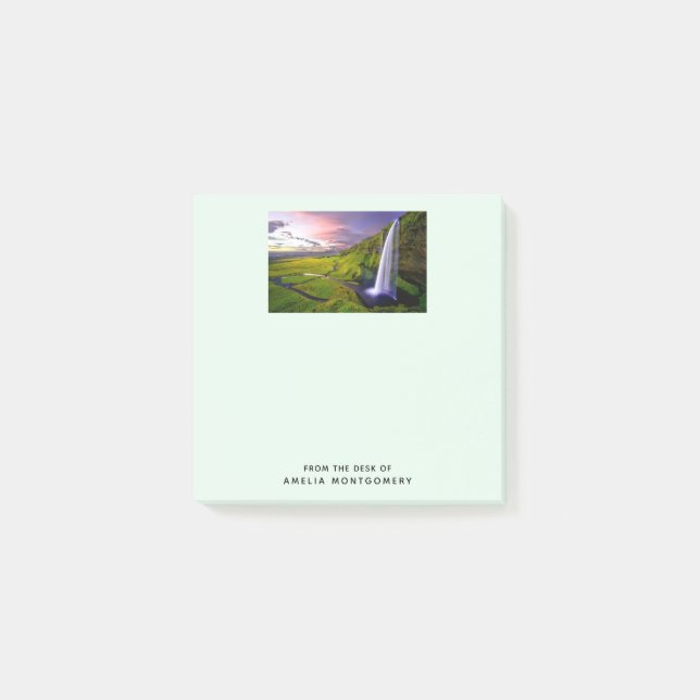 Icelandic Waterfall Green Nature Photo Post-it Notes (Front)