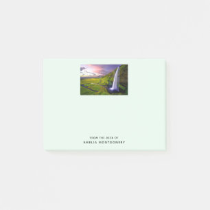 Icelandic Waterfall Green Nature Photo Post-it Notes