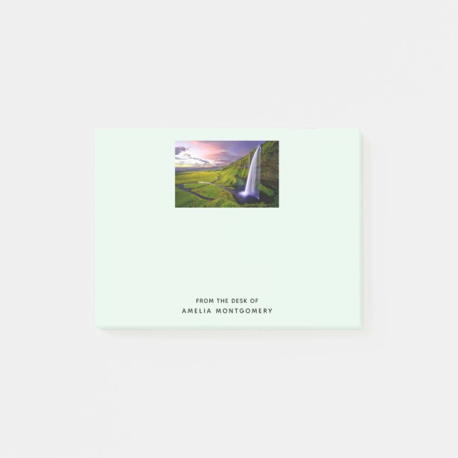 Icelandic Waterfall Green Nature Photo Post-it Notes (Front)