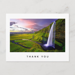 Icelandic Waterfall Green Nature Photo Thank You Postcard