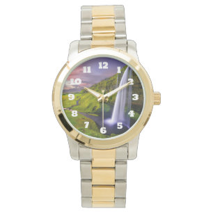 Icelandic Waterfall Green Nature Photo Watch