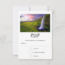Icelandic Waterfall Green Nature Photo Wedding