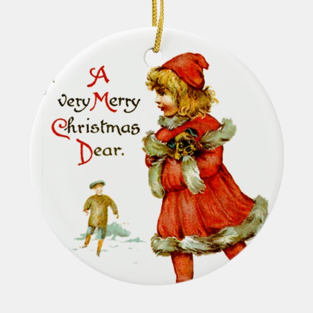 Iceskating child ceramic tree decoration (Front)