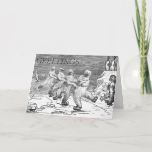 ICESKATING POLAR BEARS HOLIDAY CARD