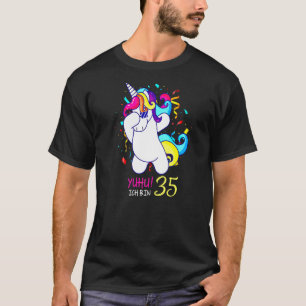 Ich Bin 35 Einhorn Tupfen Cute 35th Dabbing Unicor T-Shirt