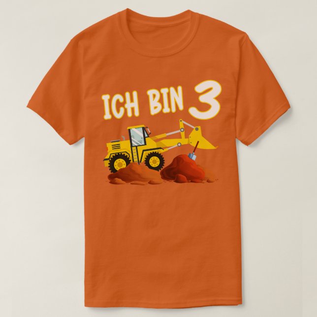 Ich bin 3 Bagger Kinder Geburtstag T-Shirt (Design Front)