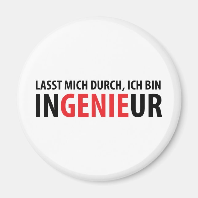 Ich bin Ingenieur Magnet (Front)