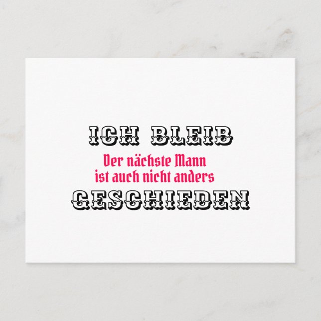 Ich bleib geschieden postcard (Front)