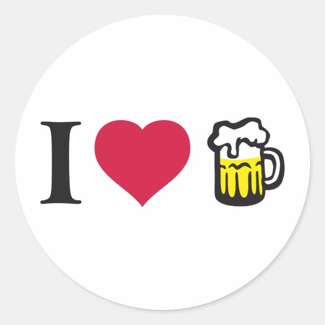 Ich liebe Bier 2c Classic Round Sticker (Front)
