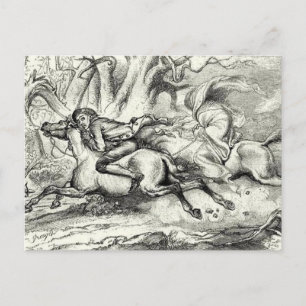 Ichabod Crane Running Away Postcard