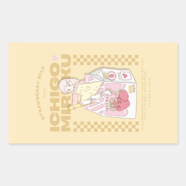 🍓✨Ichigo milk ✨🍓 Rectangular Sticker (Front)