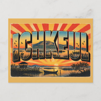 Ichkeul Lake Marsh Mountain Vintage Travel Art Postcard