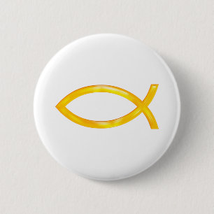 Ichthus - Christian Fish Symbol 6 Cm Round Badge