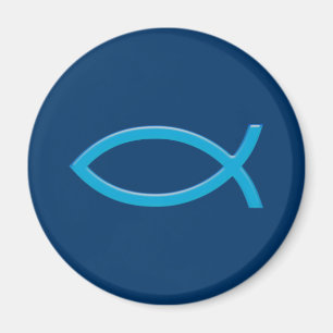 Ichthus - Christian Fish Symbol - Blue Magnet