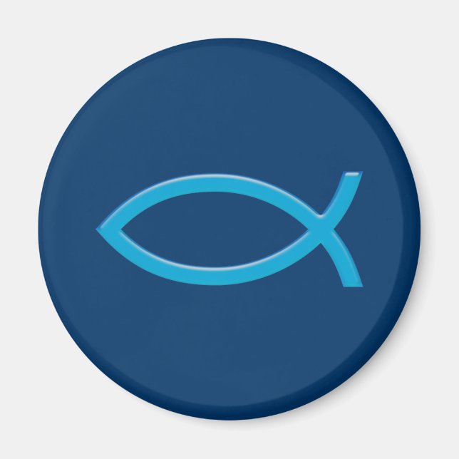 Ichthus - Christian Fish Symbol - Blue Magnet (Front)