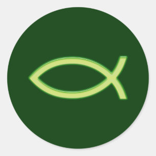 Ichthus - Christian Fish Symbol - Light Green Classic Round Sticker