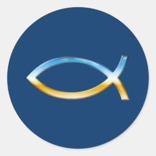 Ichthus - Christian Fish Symbol Sky & Ground Classic Round Sticker