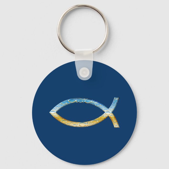 Ichthus - Christian Fish Symbol  Sky & Ground Key Ring (Front)