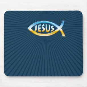Ichthus - Christian Fish Symbol Sky & Ground Mouse Pad