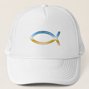 Ichthus - Christian Fish Symbol  Sky & Ground Trucker Hat