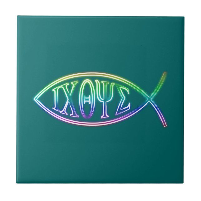 Ichthus - Christian Fish Symbol  - Tile (Front)