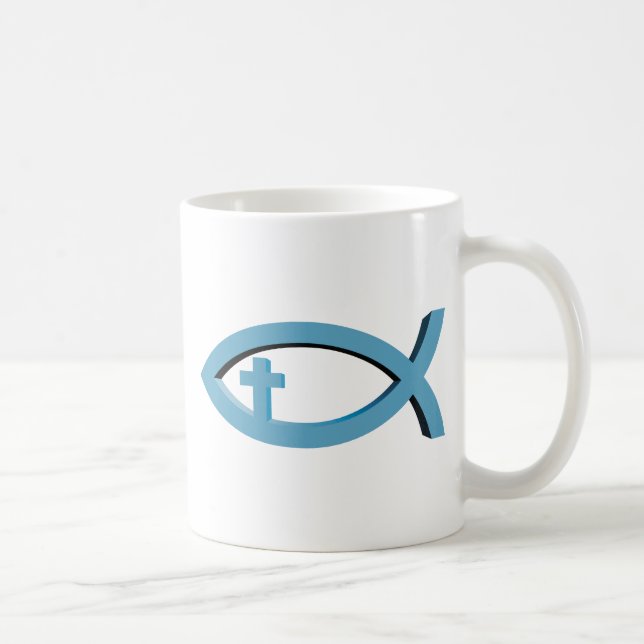 Ichthus - Christian Fish Symbol with Crucifix Coffee Mug (Right)