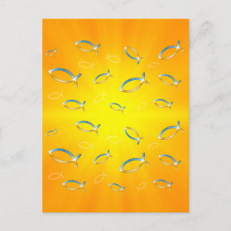 Ichthus Pattern - Christian Fish Symbol Postcard