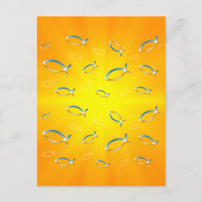 Ichthus Pattern - Christian Fish Symbol Postcard (Front)