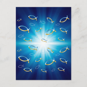 Ichthus Pattern Christian Fish Symbol Postcard