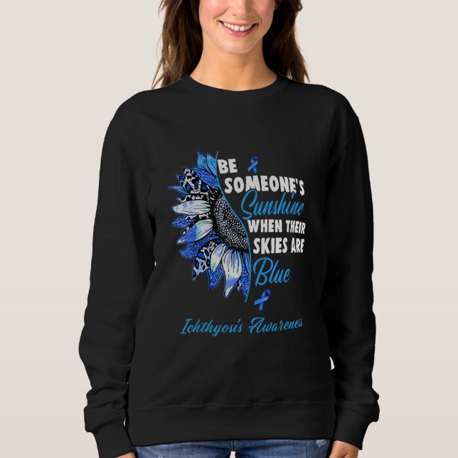 Ichthyosis Awareness Blue Ribbon Sunflower Sweatshirt (Front)