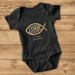 Ichthys Christian Symbol Baby Bodysuit