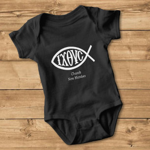 Ichthys Christian Symbol Baby Bodysuit