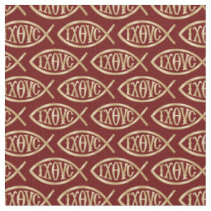 Ichthys Christian Symbol Pattern Fabric