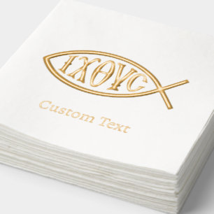 Ichthys Christian Symbol Pattern Foil Napkins