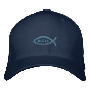 Ichthys Jesus Fish Christian Symbol Embroidered Hat