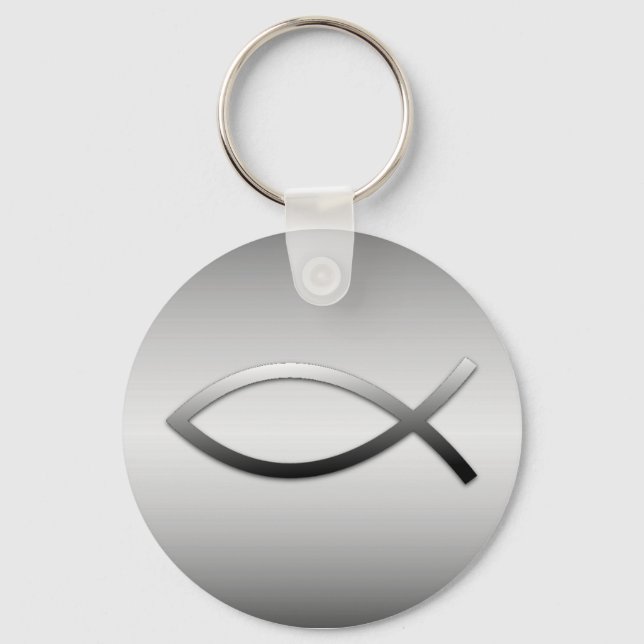 Ichthys Jesus Fish Christian Symbol Key Ring (Front)