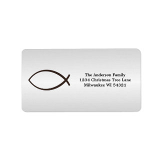 Ichthys Jesus Fish Christian Symbol Label