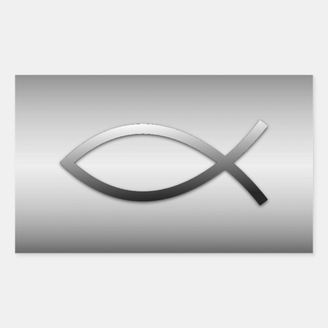 Ichthys Jesus Fish Christian Symbol Rectangular Sticker (Front)